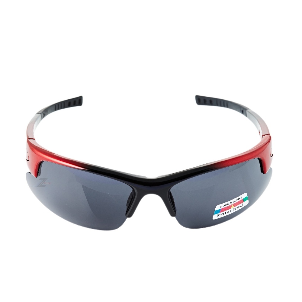 【Z-POLS】帥氣半框設計質感黑紅漸層 搭載Polarized偏光運動太陽眼鏡 抗UV400 可配度數設計
