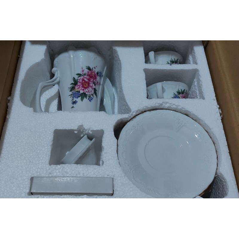 【生活用品】粉牡丹花茶壺具8件組 茶具組 英國茶