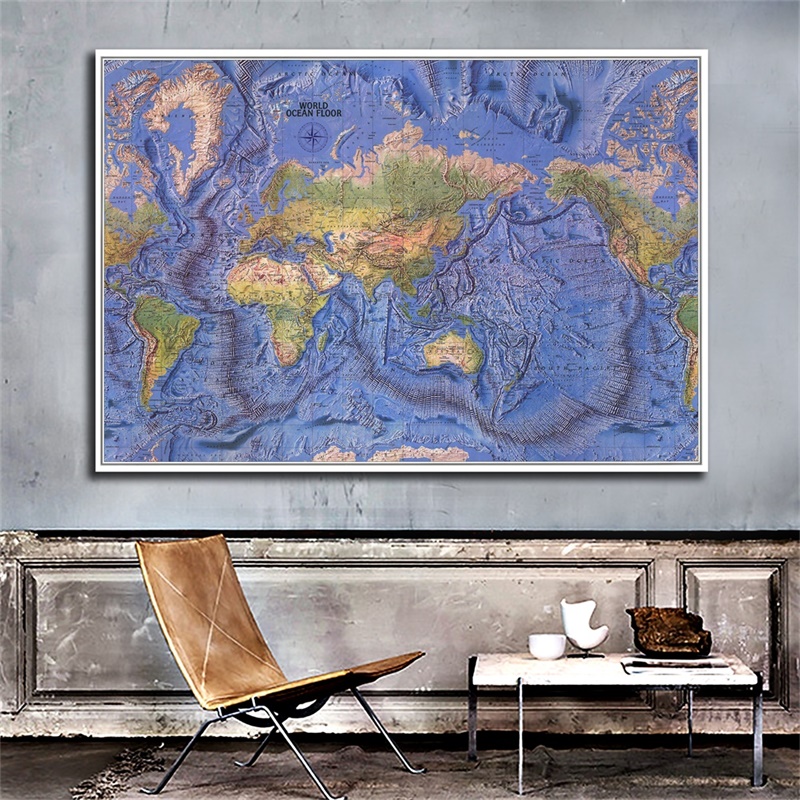 【現貨】世界地圖海洋地板地圖壁掛藝術背景布家居客廳臥室裝飾