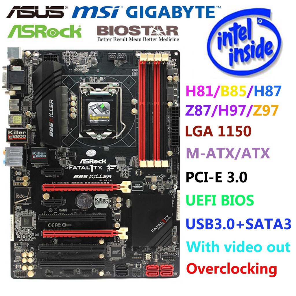 MSI 二手微星技嘉華擎z87 h87 b85 h81/英特爾1150遊戲主板Micro ATX HDMI DDR3 S