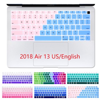 Macbook Air Pro Retina 11 12 13 15 漸層美式英文鍵盤膜 Mac貼膜 防水 防塵 多彩色