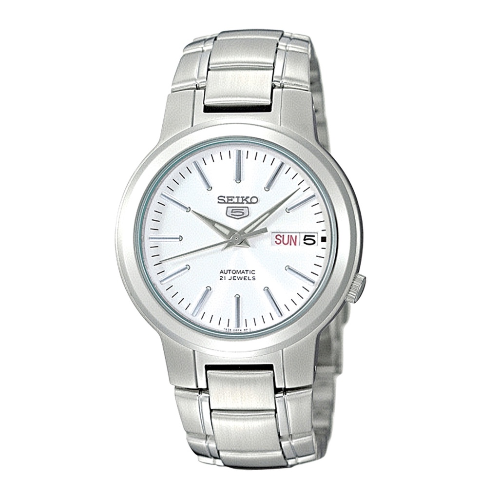 【金台鐘錶】SEIKO精工5號 自動機械腕錶 防水30米 (銀白面) (男錶) SNKA01K1