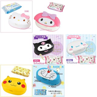 asdfkitty*KITTY.美樂蒂.庫洛米.大耳狗.皮卡丘.哆啦A夢 臉型濕紙巾盒含濕紙巾1包(80抽)