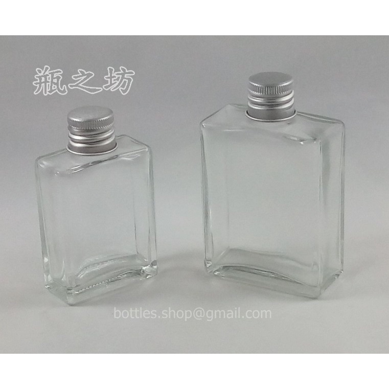【瓶之坊】E18G.四方玻璃瓶.鋁蓋玻璃瓶/瓶瓶罐罐專賣/方型玻璃瓶