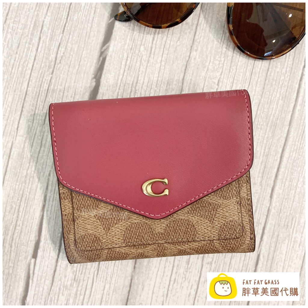 【現貨】COACH 新款 專櫃款 小C  LOGO ( 微瑕疵 )信封短夾 三折短夾 皮夾 女夾