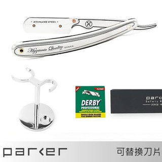 𝐓𝐞𝐛𝐛𝐲𝐬＆𝐂𝐨. 美國 Parker SR1 SRX 1973經典款＋刀片100片＋刮鬍刀架 不銹鋼雷刻直式剃刀