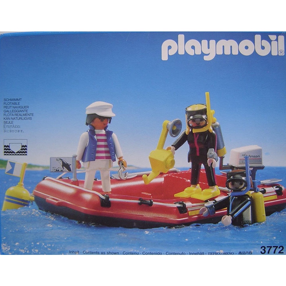REDKID摩比】playmobil 1993年#3772 馬達橡皮艇潛水員用老摩比| 蝦皮購物