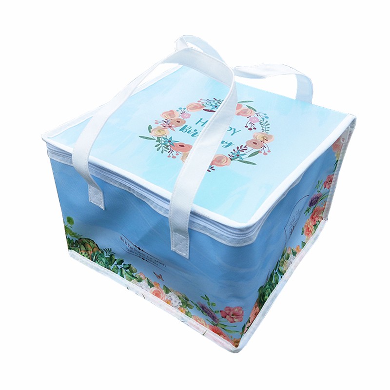 【台灣現貨 附發票】無紡布袋 保冰袋便當袋 藍花園 6 810吋 蛋糕保冷提袋 保溫袋 蛋糕盒冷藏手提袋保鮮袋