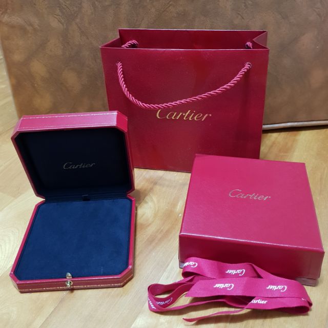 Cartier卡地亞專櫃正品項鍊盒/  飾品盒+紙盒+原廠緞帶