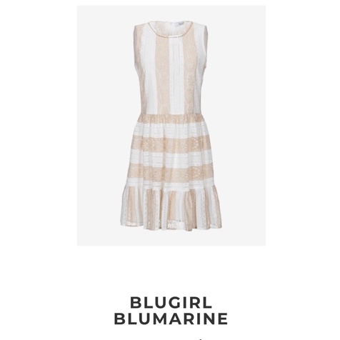 Blugirl Blumarine 全蕾絲米/白條紋洋裝