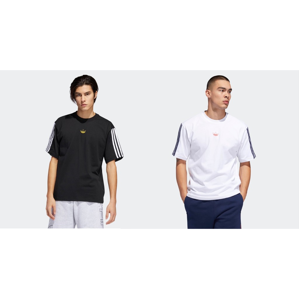 ISNEAKERs Adidas Originals 三葉草胸前刺繡小logo 短袖黑白DV3260 DV3262 | 蝦皮購物
