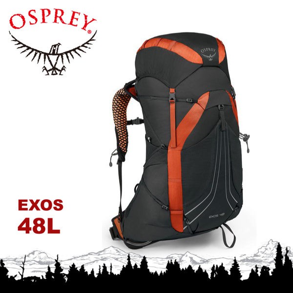 【OSPREY 美國 EXos 48 M 男款 登山背包《火焰黑》48L】後背包/健行/雙肩背包/自助旅行/悠遊山水