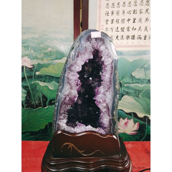 頂級天然 11.45公斤 ((巴西火光亮骨幹紫水晶洞))  藏風 納氣