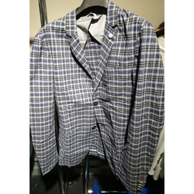 【SH小舖】全新義大利品牌Sisley休閒格紋西裝外套（Benetton副牌、班尼頓、希思黎）
