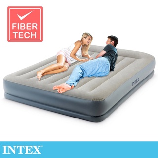 【INTEX】舒適雙層內建電動幫浦(fiber tech)雙人加大充氣床墊152cm 露營/充氣床 (64117ED)