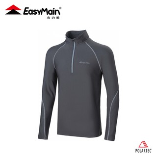 【EasyMain 男 專業級排汗保暖衫《黑灰》】SE18083-08/登山/路跑/排汗衣/保暖上衣/休閒/悠遊山水