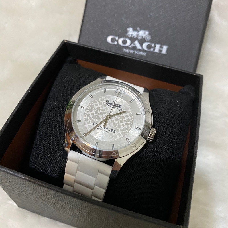 COACH 馬車系列 40mm  白色 矽膠 手錶