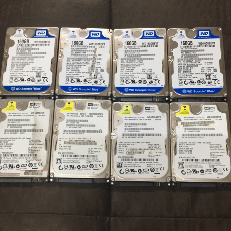 WD 2.5吋硬碟160GB，保證良品，無壞軌，筆電用，特賣200元