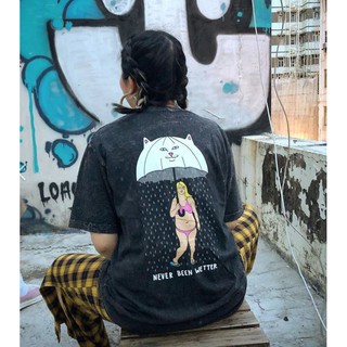 Ripndip Never Been Wetter Tee 撐傘 下雨 賤貓 惡搞 中指貓 短Tee