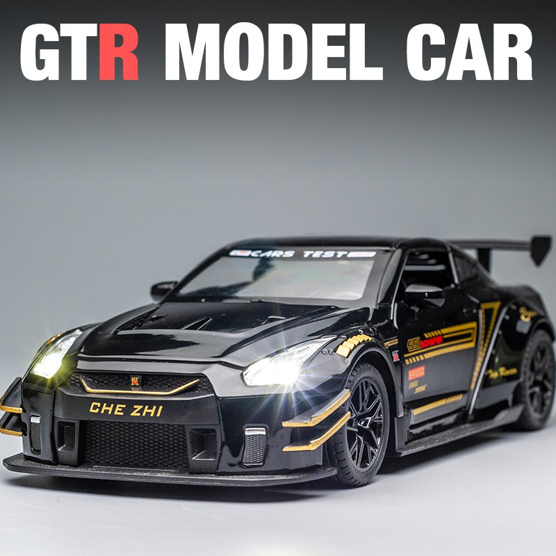 新款 模型車1 24 Nissan日產gtr 改裝寬體版仿真開門合金車模聲光迴力車裝飾收藏 蝦皮購物