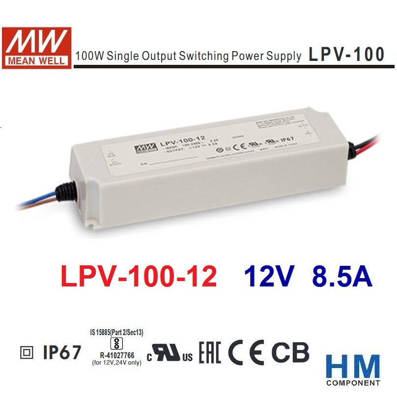 明緯 MW 防水電源供應器 LPV-100-12 12V 8.5A IP67~HM工業自動化