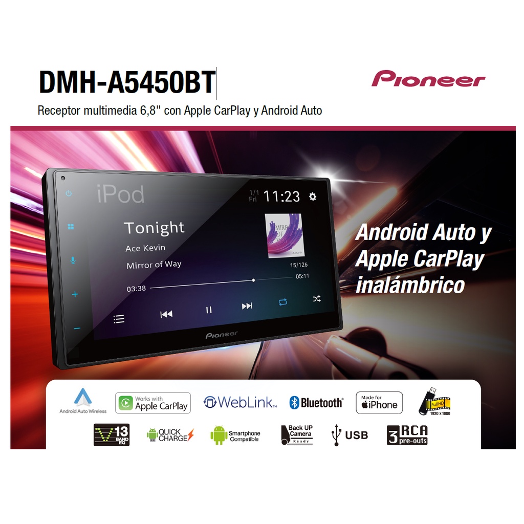 代購服務 先鋒 PIONEER DMH-A5450BT 6.8寸 電容式觸摸 Apple CarPlay 可面交