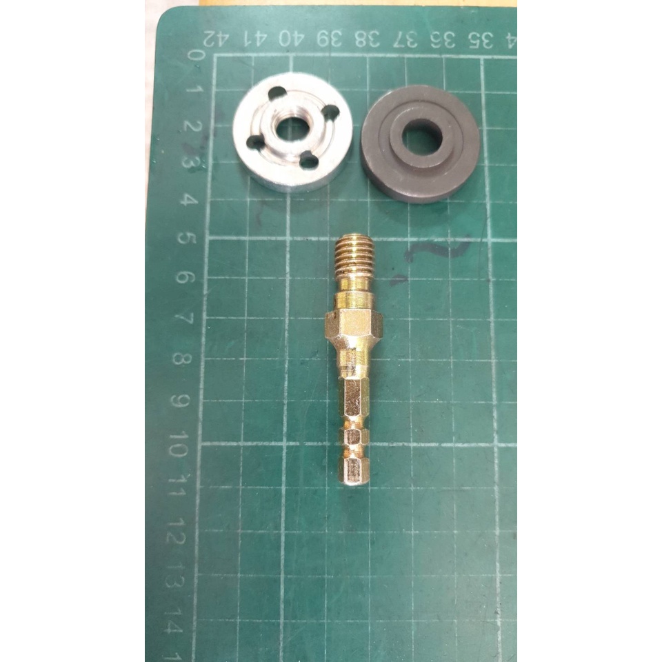 外型專利S5.8 平價品六角頭轉換接桿+一般普通的法蘭螺母-讓電鑽轉換成砂輪機(其他所需電鑽配件敬請加購)讓電鑽有更多功