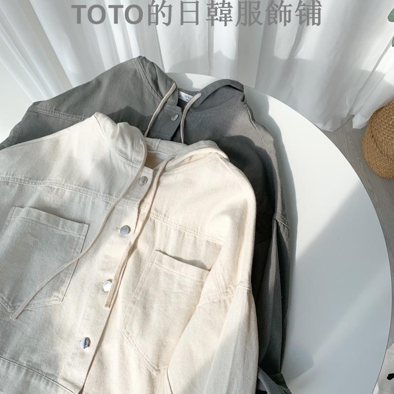 TOTO的日韓服飾铺#0320496 正韓🇰🇷 從版型到長度到顏色 整件都超好看！（2色）夾克 連帽外套 外套 單寧