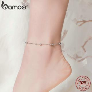 Bamoer 極簡主義圓珠腳鍊銀劍手鍊腿女腳飾女士腿鏈 SCT005