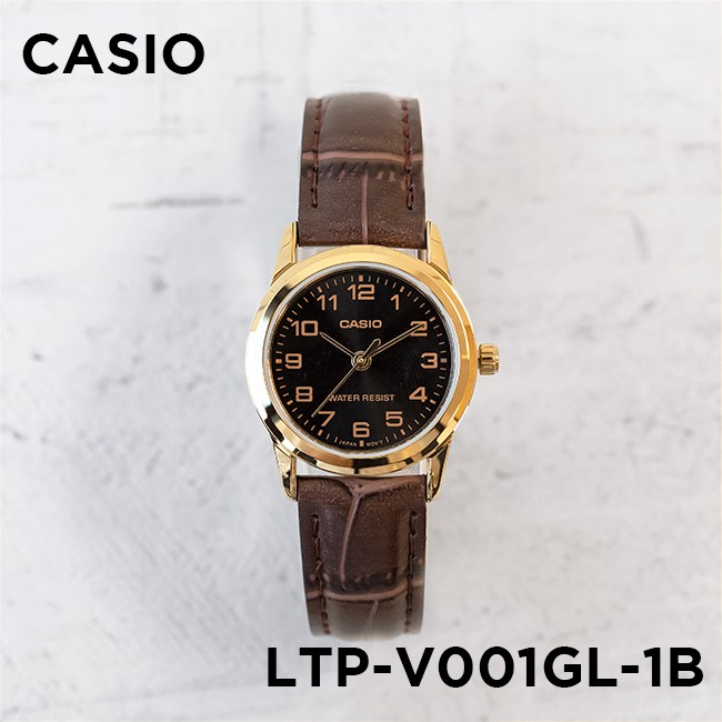 【無限精品 REMIX】CASIO簡約皮革錶帶女石英錶 LTP-V001GL-1B