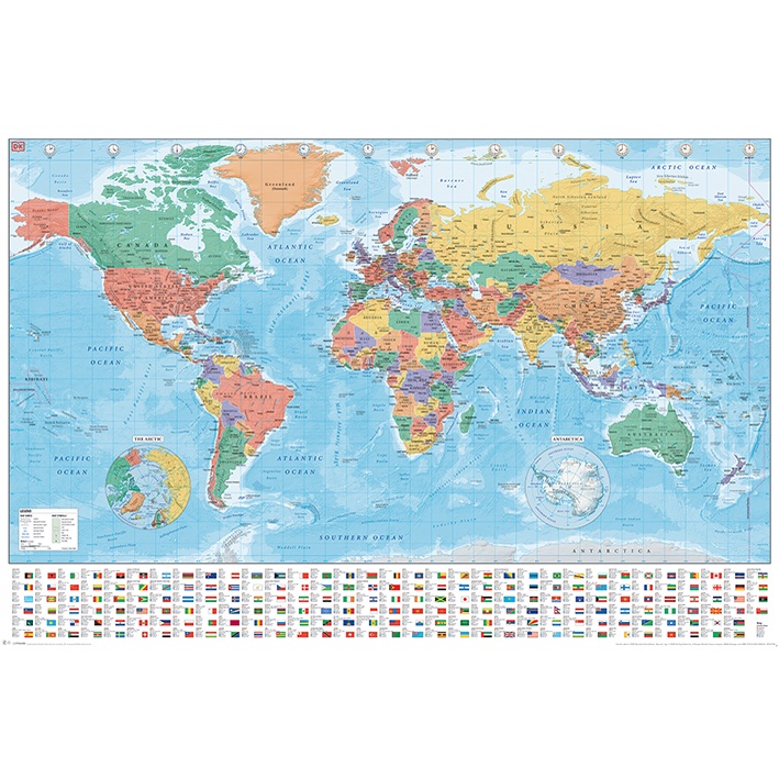 UK 進口全新海報  78  WORLD MAP 英文 中華民國 國旗版世界地圖 60 x 90 cm (附贈海報筒