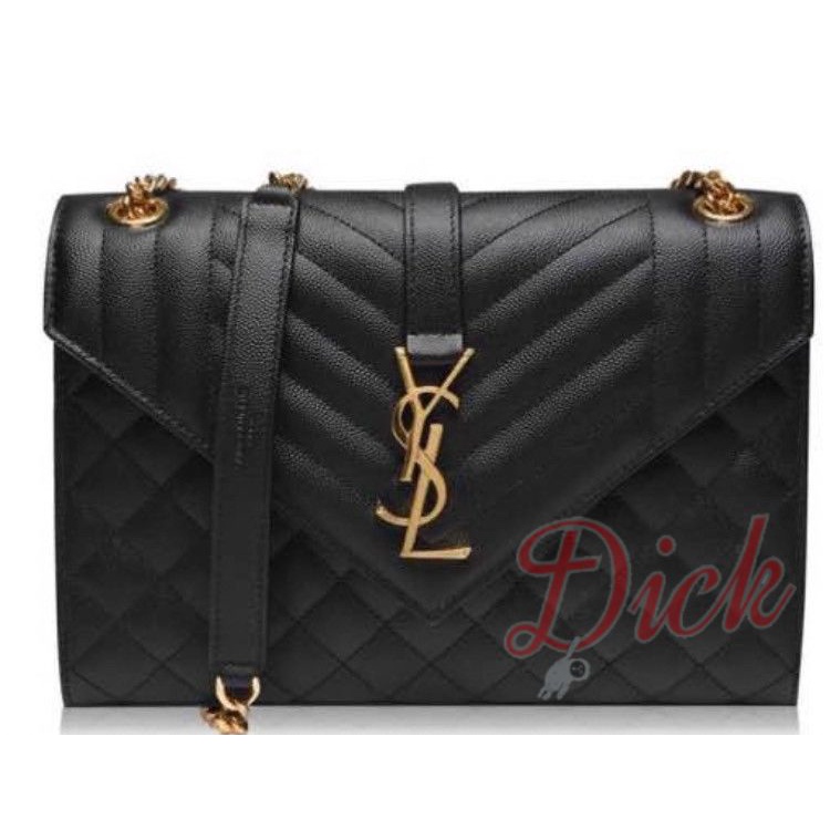 【歐洲outlet正品】YSL YVES SAINT LAURENT 信封包 縫紋 大LOGO 側背包  1/6