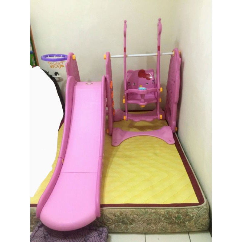 請自取，兒童室內溜滑梯盪鞦韆籃球架寶寶遊樂園 (KITTY)溫馨粉紅色