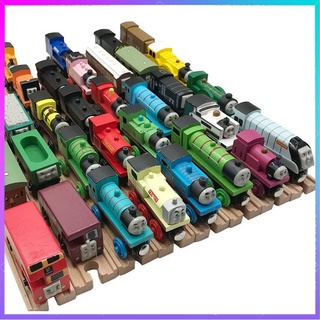 木製磁力托馬斯小火車木質軌道車兒童交通玩具兼容木軌道前後雙磁