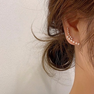 高品質珍珠閃亮鑽石弧形耳環設計師耳環時尚簡約風格鋯石耳環耳釘個性耳環一排鋯石耳環