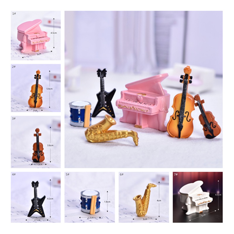 1件微型樂器裝飾粉紅色鋼琴/鋼琴/小提琴/電吉他/爵士鼓/薩克斯風/白色鋼琴