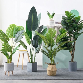 臺灣出貨 北歐高真模擬大型植物 店面植栽 居家擺飾 琴葉榕 龜背葉盆栽 旅人蕉 假花假樹 仿真植物- 免運費