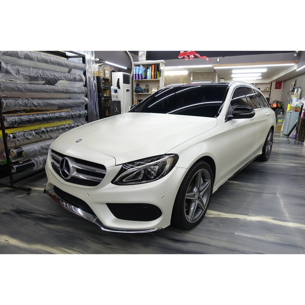 秀卡司汽車包膜 賓士 BENZ S205 C250 全車包膜改色 (3M 1080 SP10 消光珍珠白色)