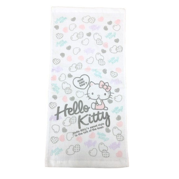 【Sanrio三麗鷗】凱蒂貓紗蘿童巾-甜心 28x54cm 100%棉 台灣製