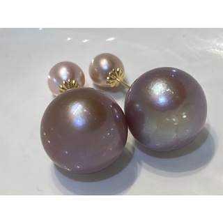 天然紫《愛迪生》珍珠：18K金鑲臺、大珍珠size:11mm;小珍珠size:5mm