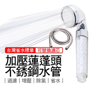 加壓蓮蓬頭水管2件組 增壓蓮蓬頭 除氯蓮蓬頭 可替換濾心 不銹鋼蓮蓬頭 水管 臺灣省水標章認證 神膚奇肌