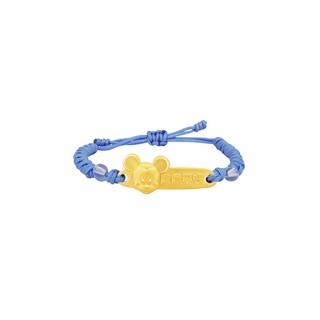 Disney迪士尼系列金飾 黃金編織手鍊-歲歲平安米奇款-藍色