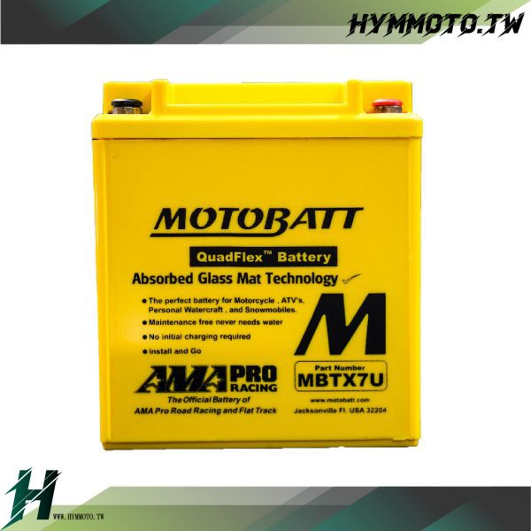 【HYMMOTO】MOTOBATT MBTX7U 黃霸AGM電瓶 ( R3 MT03 XMAX300適用 )