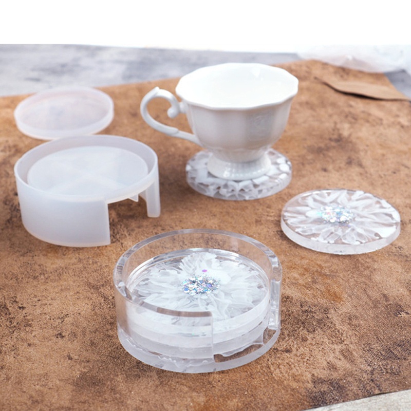 Siy 杯墊展示架樹脂鑄造模具最多可容納 4 個杯墊, 帶固定模具