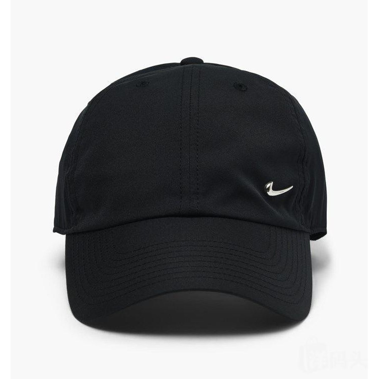 【Haha shop】 Nike Swoosh Cap 復古 老帽 銀勾 金屬立體 黑 白 90s 943092-010