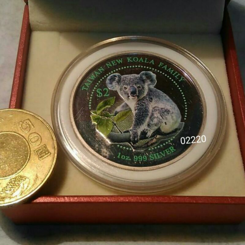 彩色無尾熊銀幣，庫克群島銀幣，彩色銀幣，無尾熊銀幣，收藏錢幣，錢幣，紀念幣，幣~2002年無尾熊彩色銀幣(純銀一盎司)