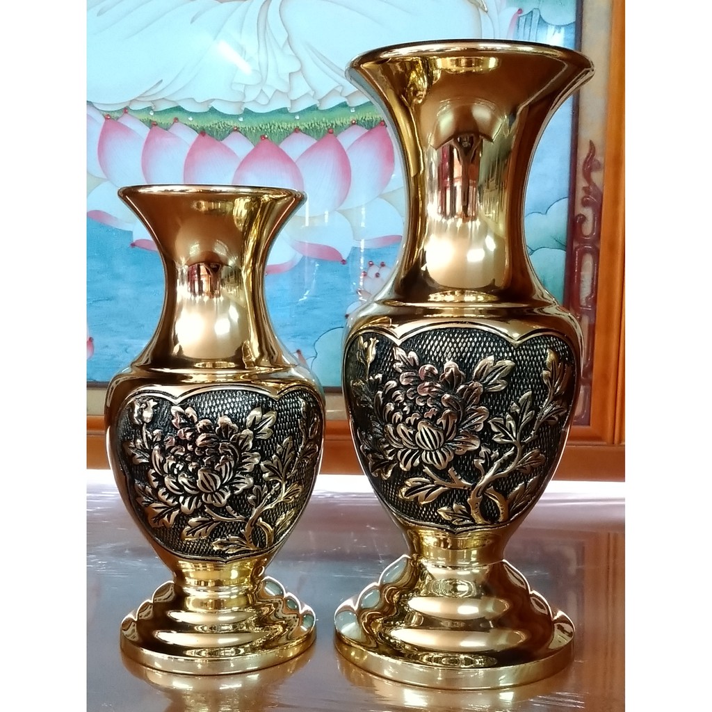 8寸1尺免運費牡丹花瓶一對價銅製品現貨臺灣製造 蝦皮購物