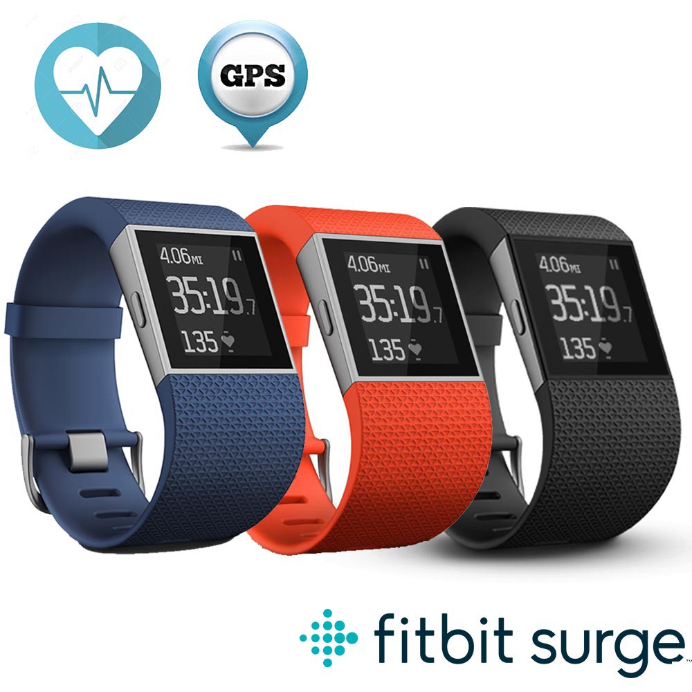 【Fitbit Surge】智能樂活全能運動手環 睡眠偵測 內建心率+GPS紀錄(橘紅/寶藍/墨黑/S號)-全新現貨