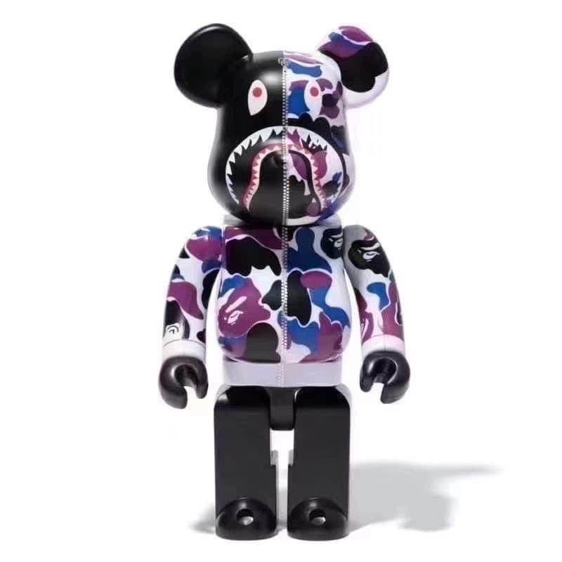 【萬世玩具】BE@RBRICK 香港BAPE限定 500体 香港地區配色 紫鯊魚 1000%