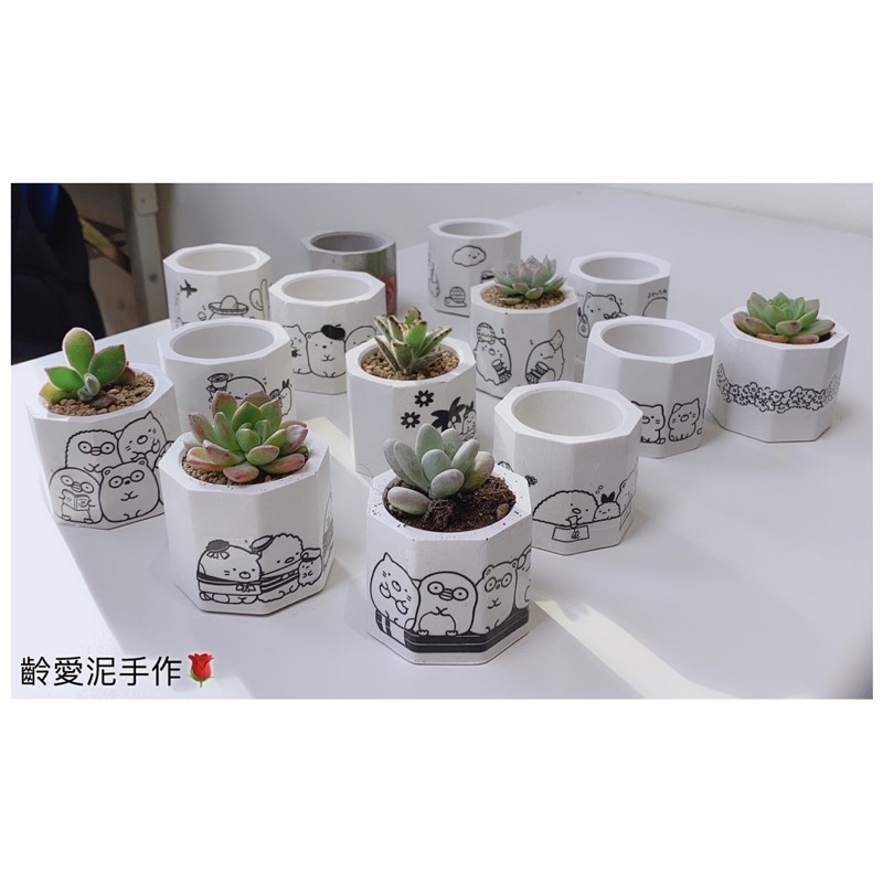 齡愛泥手作 八角水泥盆多肉植物水泥盆栽永生花水泥盆 蝦皮購物